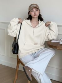 0003-10 белая женская спортивная кофта (змейка,с капюшоном, 5 ед, универсальный размер норма: M-XL) фото