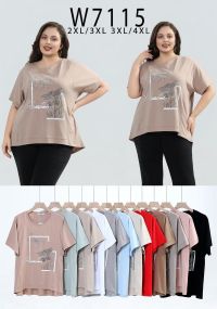 7115 # микс цветов женская футболка (10 ед, размеры батал: 2XL-4XL) выдача на следующий день фото