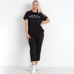 купить оптом джинсы 0177-1 черный женский спортивный костюм (футболка + штаны) (5'TH AVENUE, 3 ед. размеры батал: 54. 56. 58) недорого