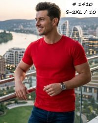 1410 # красная мужская футболка (коттон, 10 ед, размеры норма: S, M, L, XL, XXL) выдача на следующий день фото