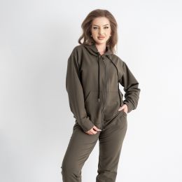 купить 0538-76 ХАКИ 5`th Avenue ПОЛУБАТАЛЬНЫЙ спортивный костюм женский из турецкой двунитки (3 ед.размеры : 48.50.52) демисезон оптом