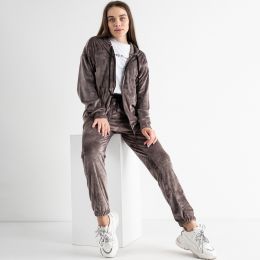 купить оптом джинсы 05231-21 коричневый женский спортивный костюм (5'TH AVENUE, велюровый, 4 ед. размеры полубатал: 50. 52. 54. 56) недорого