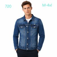 0720 # синяя мужская джинсовая куртка (6 ед, размеры норма: M-4XL) выдача на следующий день фото