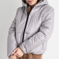 купить 5010-44 СЕРАЯ куртка-зефирка с капюшоном на синтепоне (2 ед. размеры: 42-44.46-48) оптом