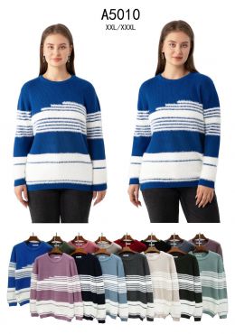 купить 5010* микс цветов женский свитер (Kiss me, 10 ед, размеры батал: 2XL-3XL) выдача на следующий день оптом