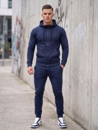 1020-2 синый мужской спортивный костюм (YOLA, двунитка, кофта на змейке, манжет, 5 ед. размеры норма:M. L. XL. 2XL. 3XL) фото