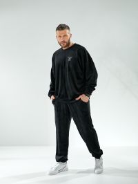 12600-1 черный мужской спортивный костюм (SARA, велюровый, 2 ед. размеры полубатал: 48-50. 52-54) фото