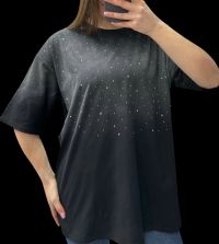 25106# черная   женская футболка oversize (95% коттон, 6 ед, размеры полубатал: 46-52, 52-58) выдача на следующий день фото