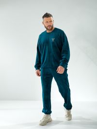 12600-77 темно-зеленый мужской спортивный костюм (SARA, велюровый, 2 ед. размеры полубатал: 48-50. 52-54) фото