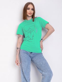10521-70 бирюзовая женская футболка (95% коттон, 5% эластан, 4 ед. размеры норма: S-2XL, один отсутствует) фото