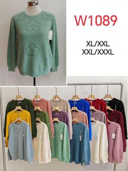 1089* микс цветов женский свитер (Kiss me, 10 ед, размеры батал: XL-3XL) выдача на следующий день фото