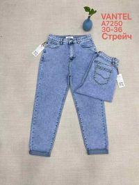 купить 7250# голубые женские джинсы vanver (стрейч коттон, 6 ед, размеры батал: 30-36) выдача на следующий день оптом