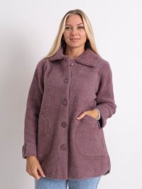 0562-32 темно-сиреневый женский кардиган (шерсть альпаки, на пуговицах, 1 ед. универсальный полубатальный размер: 46-52) фото