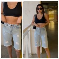 купить 1005-4 # голубые женские джинсовые шорты (Lady N, стрейч коттон, 6 ед, размеры батал: 36-42) выдача на следующий день оптом