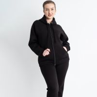 0638-1 черный женский спортивный костюм (5`th Avenue, турецкая трехнитка, флис, 3 ед, размеры батал: 50. 52. 54) фото