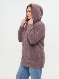 0117-22 светло-розовый женский кардиган (шерсть альпаки, на змейке, с капюшоном, 1 ед. универсальный  размер полубатал: 48-56) фото