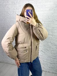 1026-3 бежевая женская зимняя куртка (синтепон, 4 ед. размеры норма:M. L. XL. 2XL) фото