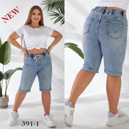 купить 0391-1 # голубые женские джинсовые шорты (стрейч-коттон, 6 ед. размеры батал: 31-38) выдача на следующий день                    оптом