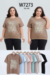 7273 # микс цветов женская футболка (10 ед, размеры батал: 2XL-4XL) выдача на следующий день фото