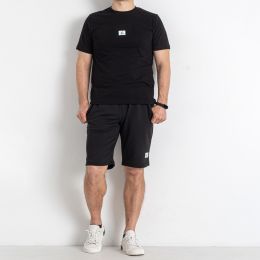 16222-1 черный мужской спортивный костюм (футболка + шорты) (принт, 5 ед. размеры норма: M. L. XL. 2XL. 3XL) фото