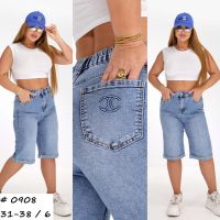 0908 # синие женские джинсовые шорты (LADY N, стрейч коттон, 6 ед, размеры батал: 31-38) выдача на следующий день фото