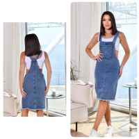 купить 70375 # голубой женский джинсовый сарафан (Lady N, стрейч коттон, 6 ед, размеры норма: S. M. L) выдача на следующий день оптом