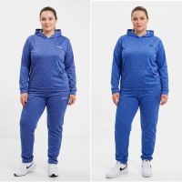 4975-45 мультибренд синий женский спортивный костюм (двухнитка, с капюшоном, 5ед, размеры батал: 50, 52, 54, 56, 58) фото
