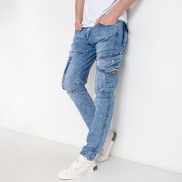 купить оптом джинсы 8322 голубые мужские джинсы (FANGSIDA, стрейчевые, 8 ед. размеры молодежка: 28. 29. 30. 31. 32. 33. 34. 36) недорого