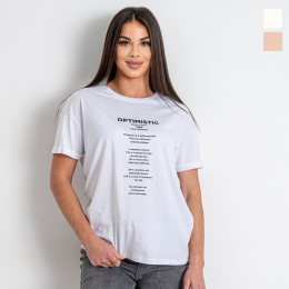 50130-4 белая и бежевая женская футболка (MINIMAL, 4 ед. размеры на бирках S. M, соответствуют универсальному S-M) фото