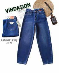 купить 6015# синие женские джинсы багги (Vindasion, 6 ед, размеры норма: 25-30) выдача на следующий день оптом