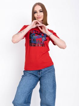 10507-5 красная женская футболка (95% коттон, 5% эластан, 5 ед. размеры норма: S. M. L. XL. 2XL) фото