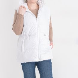 0751-10 белая женская жилетка (5'TH AVENUE, синтепон, капюшон, 3 ед. размеры полубатал: 48. 50. 52) фото