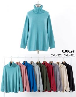 3062* микс цветов женский свитер (Kiss me, 10 ед, размеры батал: 2XL-4XL) выдача на следующий день фото