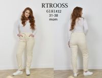 купить 6181# бежевые женские джинсы (RTROOSS, стрейч коттон, 6 ед, размеры батал: 31-38) выдача на следующий день оптом