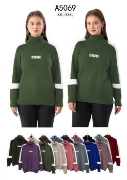купить 5069* микс цветов женский свитер (Kiss me, 10 ед, размеры батал: 2XL-3XL) выдача на следующий день оптом