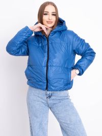 купить 5010-42 голубая женская куртка-зефирка (синтепон, капюшон, 2 ед. размеры норма: 42-44. 46-48) оптом