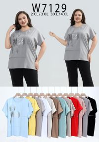7129# микс цветов женская футболка Kiss Me (10 ед, размеры батал: 2XL-4XL) выдача на следующий день фото
