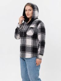 2519 черная женская рубашка (байка, на пуговицах, с капюшоном, 5 ед, размеры полубатал: XL. 2XL. 3XL. 4XL. 5XL) фото