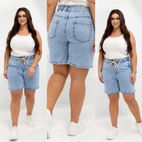 купить 0256 # голубые женские джинсовые шорты (Lady N, стрейч коттон, 6 ед, размеры батал: 30-36) выдача на следующий день оптом