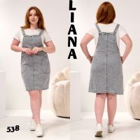 купить 0538# серый женский джинсовый сарафан (Liana, стрейч коттон, 6 ед, размеры полубатал: L-5XL) выдача на следующий день оптом