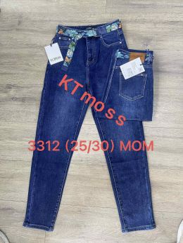 купить оптом джинсы 3312 синие женские джинсы MOM (KT.MOSS, стрейч-коттон, 6 ед. размеры норма: 25. 26. 27. 28. 29. 30) недорого