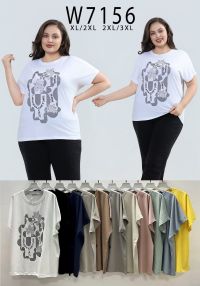 7156# микс цветов женская футболка Kiss Me (20 ед, размеры батал: XL-3XL) выдача на следующий день фото