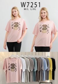 7251 # микс цветов женская футболка (10 ед, размеры норма: M-XL) выдача на следующий день фото