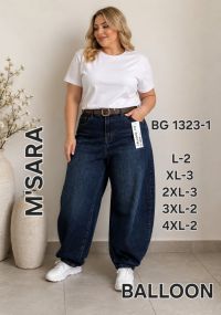 1323-1 # синие женские джинсы (M.SARA, стрейч коттон, 12 ед, размеры батал: L-4XL) выдача на следующий день фото