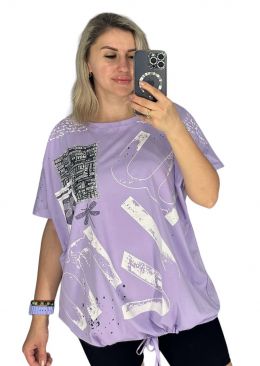 27007-24 сиреневая женская футболка (LEVISHA, 95% коттон, 5% спандекс, 3 ед. размеры батал: 2XL. 3XL. 4XL) выдача на следующий д фото