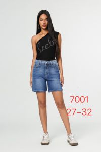7001-2# синие женские джинсовые шорты с камнями (New Jeans, 6 ед, размеры норма: 27-32) выдача на следующий день фото