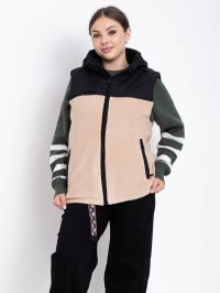 2305-3 бежевая женская жилетка (синтепон, 5 ед. размеры полубатал:L. XL. 2XL. 3XL. 4XL) фото