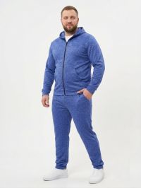 4976-450 синий мужской  спортивный костюм (двухнитка, с капюшоном, кофта на змейке, 5ед, размеры полубатал: 50, 52, 54, 56, 58) фото