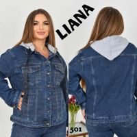 0501 # синяя женская джинсовая куртка (Liana, стрейч коттон, 6 ед, размеры полубатал: XL-6XL) выдача на следующий день фото