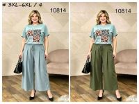 купить 10814 # выбор цвета женские брюки (лен, 4 ед, размеры батал: 3XL-6XL) выдача на следующий день оптом